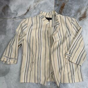 Perceptions Beige and Black Striped Blazer